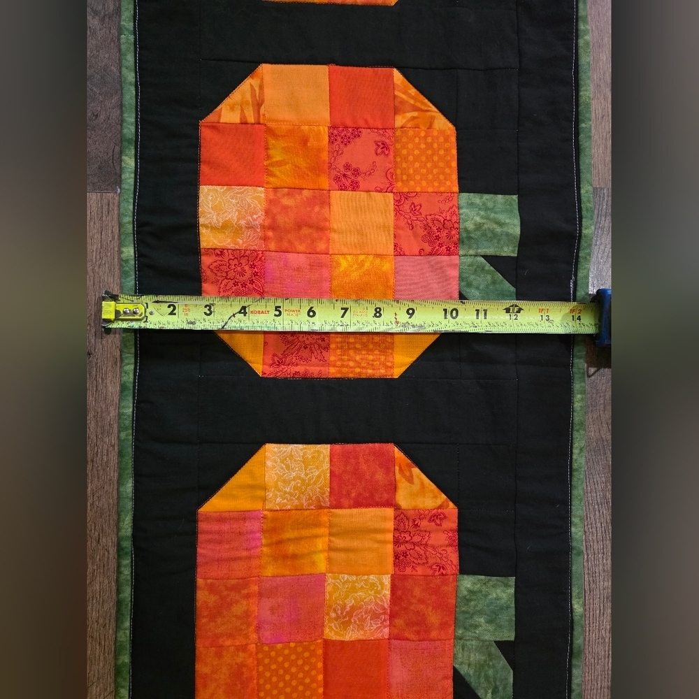 Handmade Quilted Scrappy Pumpkin Holiday Table Runner Decoration - Picture 4 of 6